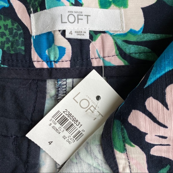 NWT LOFT The Riviera Short Blue Aqua Pink Floral 4 - Picture 5 of 7